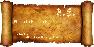 Mihalik Erik névjegykártya